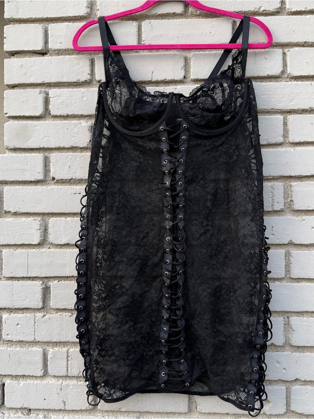 Torrid Curves Lace Side Tie Teddy Dress in Black - Size 1
